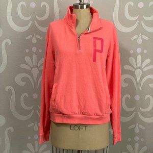Pink Victoria Secret Sweatshirt Pullover Kangaroo Pocket Salmon Pink Size M